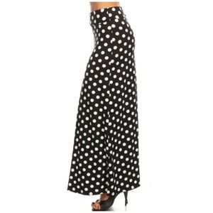 Moa black maxi skirt with white polka dots